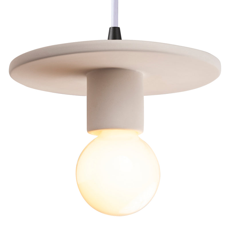 Justice Designs CER-6320-BIS-MBLK-WTCD One Light Pendant, Bisque