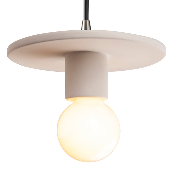 Justice Designs CER-6320-BIS-NCKL-BKCD One Light Pendant, Bisque