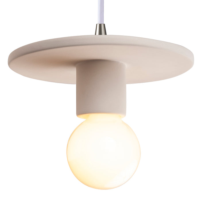 Justice Designs CER-6320-BIS-NCKL-WTCD One Light Pendant, Bisque