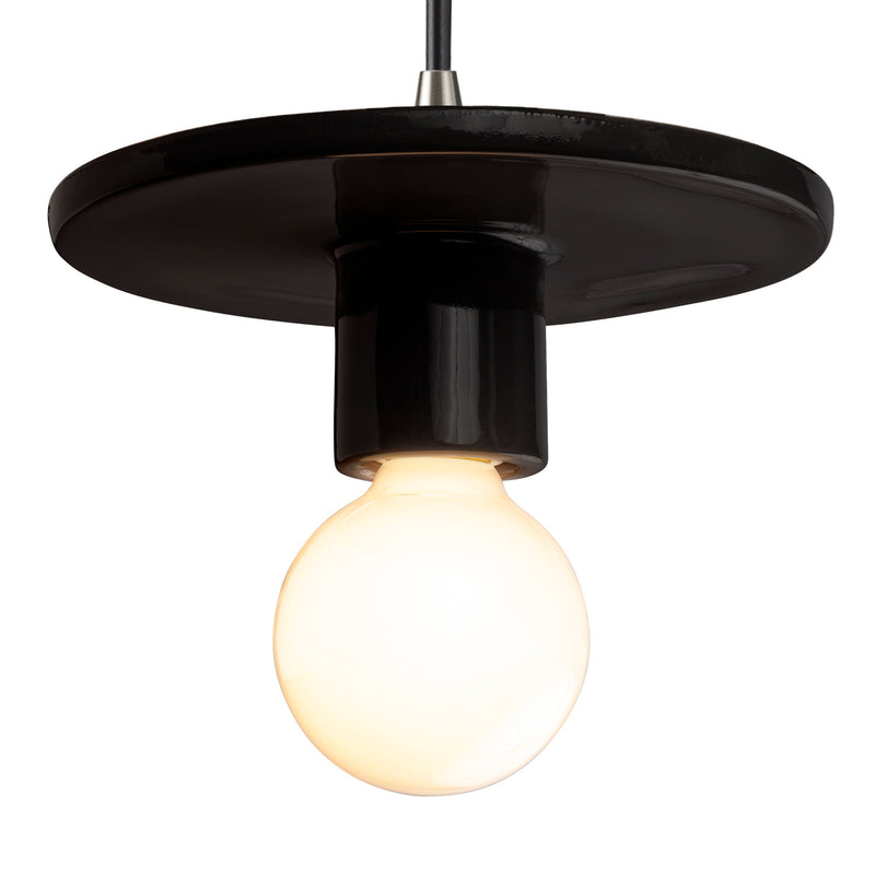 Justice Designs CER-6320-BLK-NCKL-BKCD One Light Pendant, Gloss Black