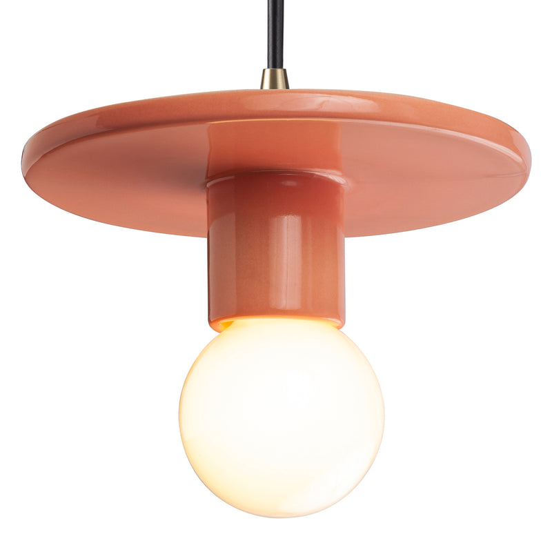 Justice Designs CER-6320-BSH-ABRS-BKCD One Light Pendant, Gloss Blush