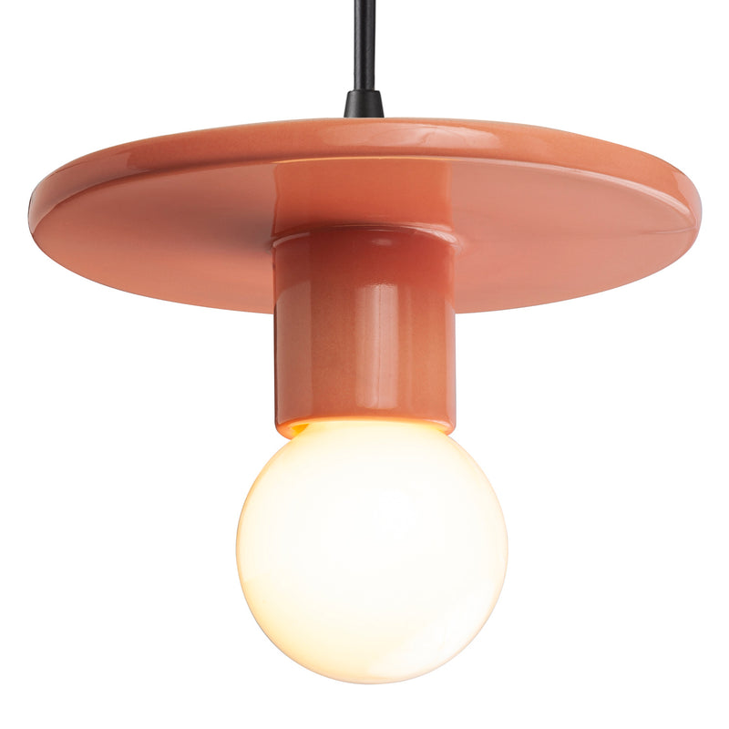 Justice Designs CER-6320-BSH-MBLK-BKCD One Light Pendant, Gloss Blush
