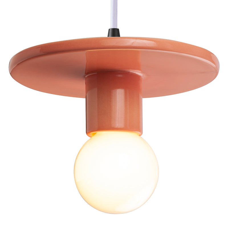 Justice Designs CER-6320-BSH-MBLK-WTCD One Light Pendant, Gloss Blush