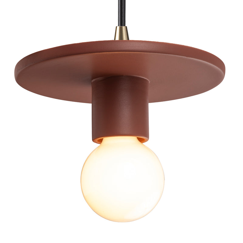 Justice Designs CER-6320-CLAY-ABRS-BKCD One Light Pendant, Canyon Clay