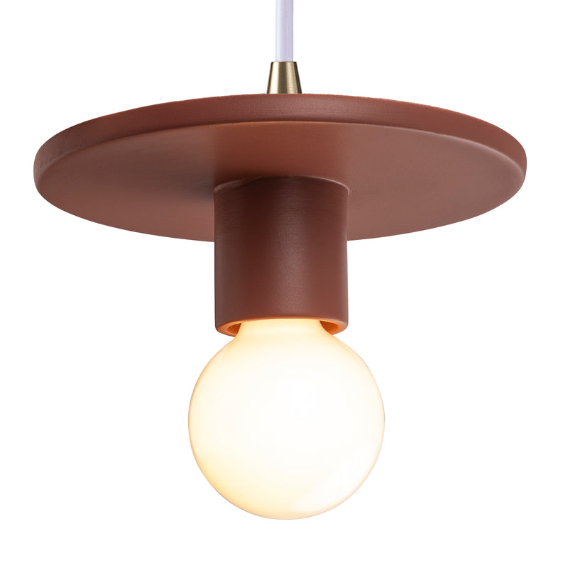 Justice Designs CER-6320-CLAY-ABRS-WTCD One Light Pendant, Canyon Clay