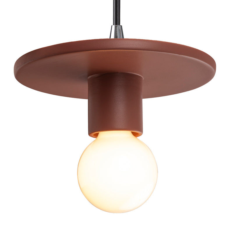 Justice Designs CER-6320-CLAY-CROM-BKCD One Light Pendant, Canyon Clay