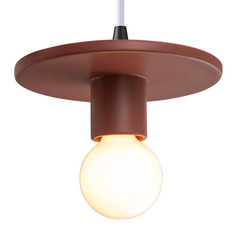 Justice Designs CER-6320-CLAY-MBLK-WTCD One Light Pendant, Canyon Clay
