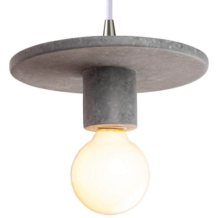 Justice Designs CER-6320-CONC-NCKL-WTCD One Light Pendant, Concrete