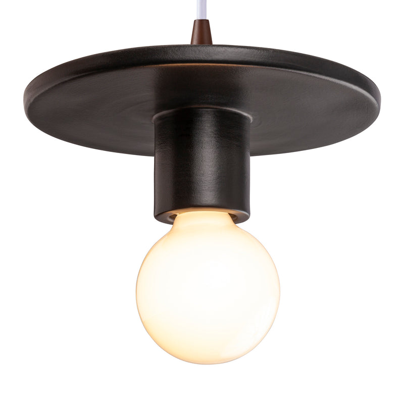 Justice Designs CER-6320-CRB-DBRZ-WTCD One Light Pendant, Carbon - Matte Black