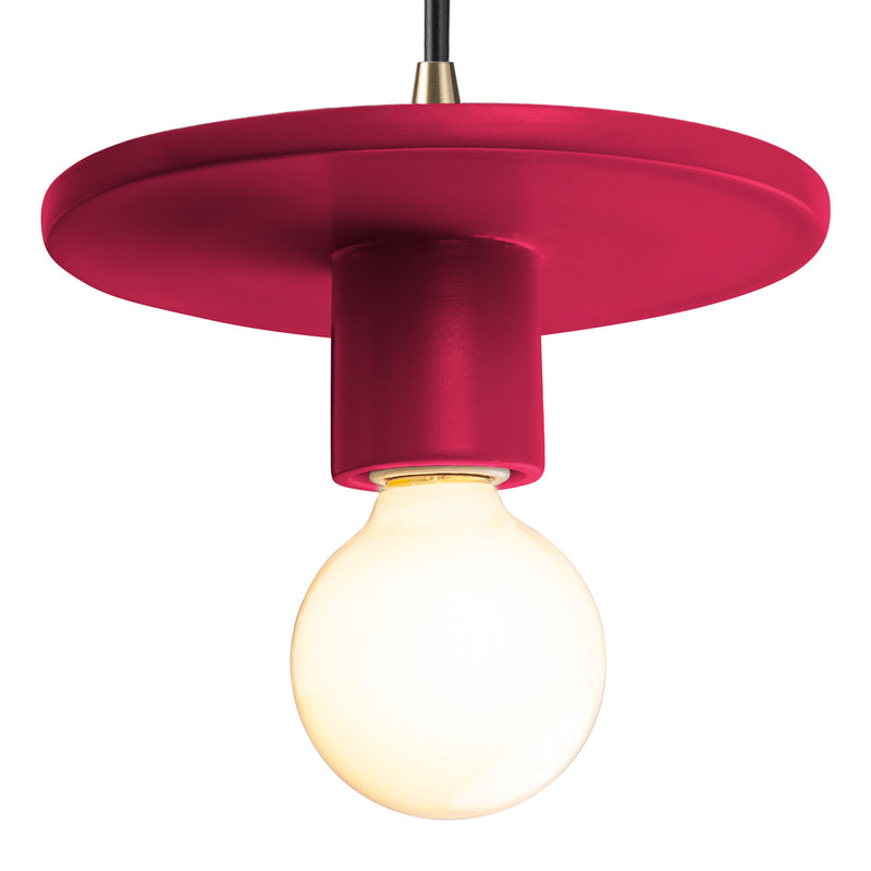 Justice Designs CER-6320-CRSE-ABRS-BKCD One Light Pendant, Cerise