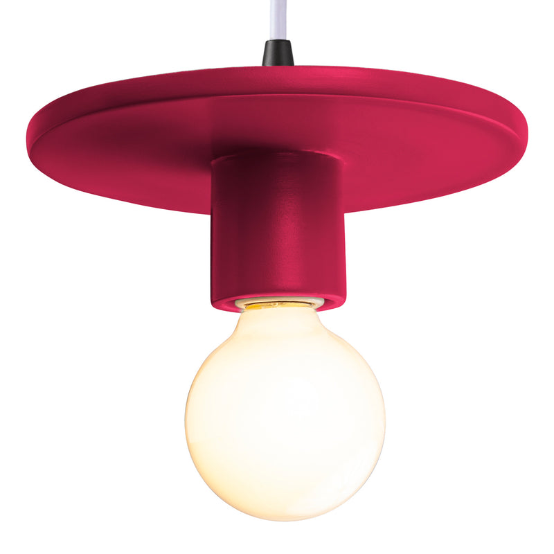 Justice Designs CER-6320-CRSE-MBLK-WTCD One Light Pendant, Cerise