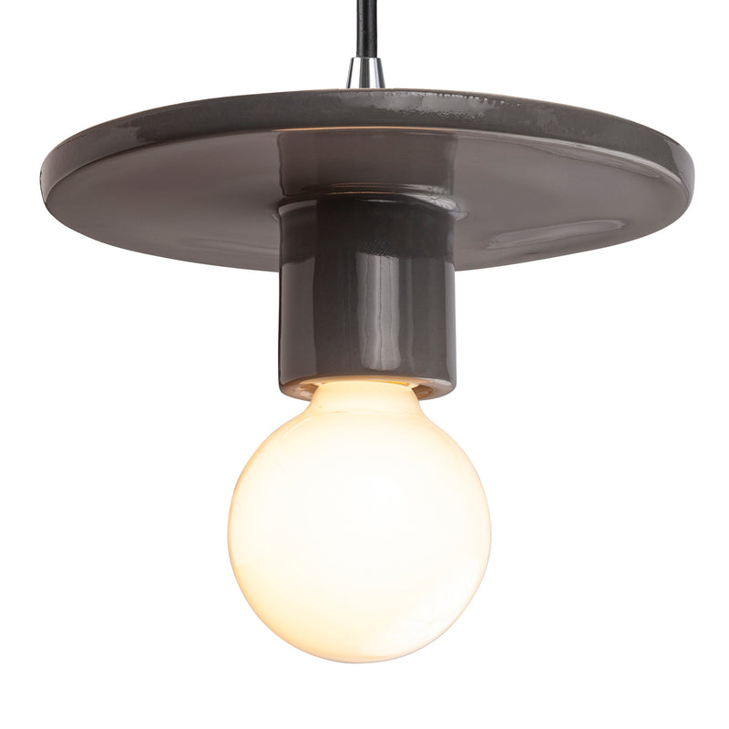 Justice Designs CER-6320-GRY-CROM-BKCD One Light Pendant, Gloss Grey