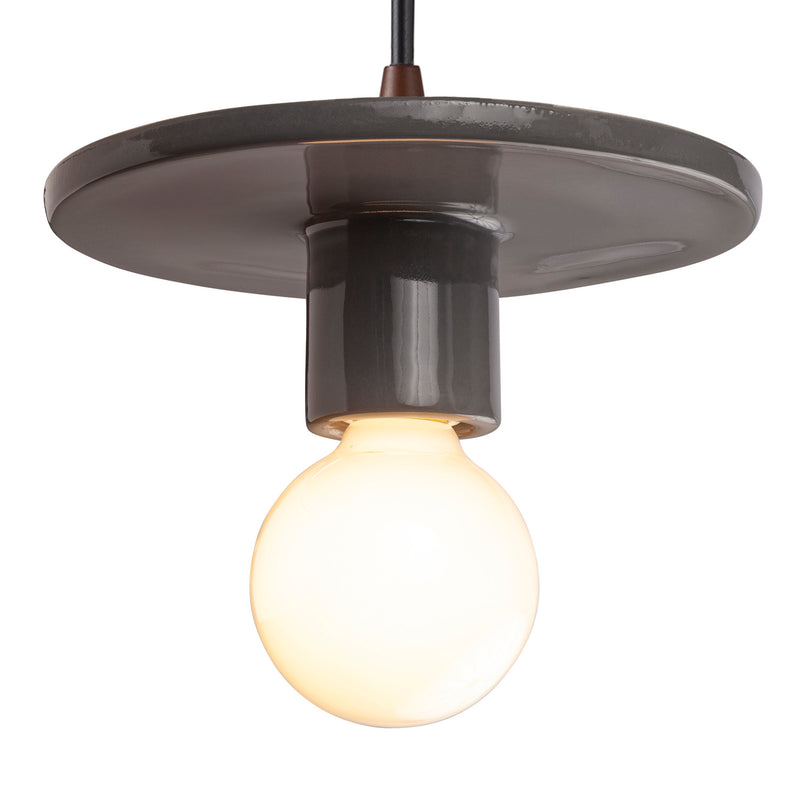 Justice Designs CER-6320-GRY-DBRZ-BKCD One Light Pendant, Gloss Grey