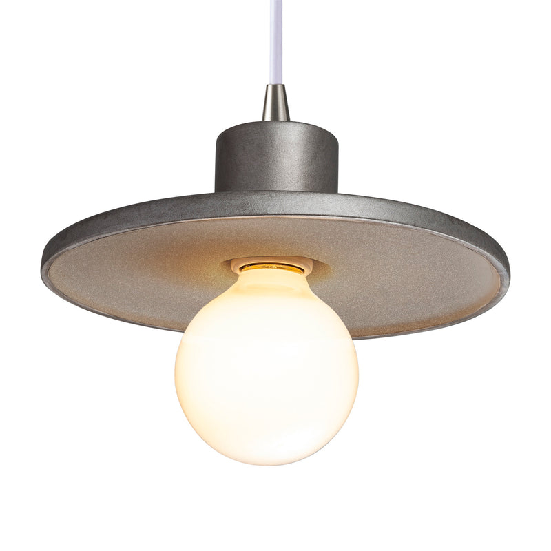 Justice Designs CER-6325-ANTS-NCKL-WTCD One Light Pendant, Antique Silver