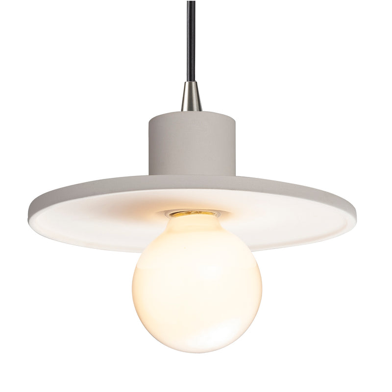 Justice Designs CER-6325-BIS-NCKL-BKCD One Light Pendant, Bisque