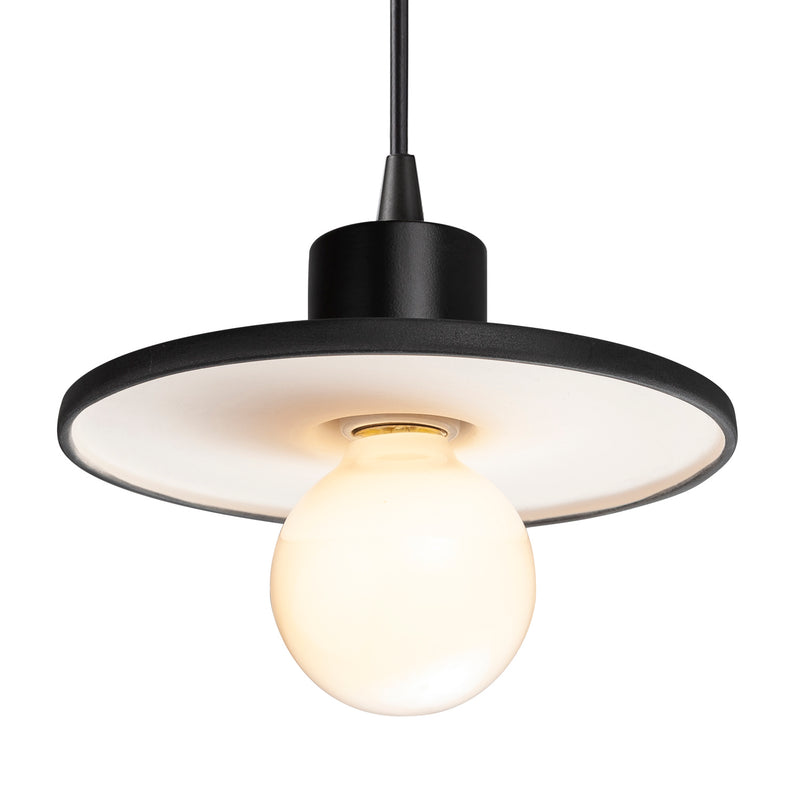 Justice Designs CER-6325-BKMT-MBLK-BKCD One Light Pendant, Gloss Black with Matte White