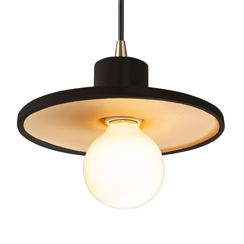 Justice Designs CER-6325-CBGD-ABRS-BKCD One Light Pendant, Carbon Matte Black with Champagne Gold