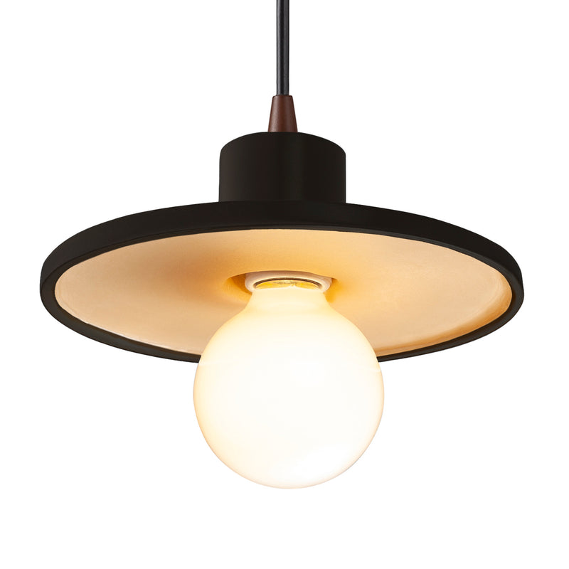 Justice Designs CER-6325-CBGD-DBRZ-BKCD One Light Pendant, Carbon Matte Black with Champagne Gold