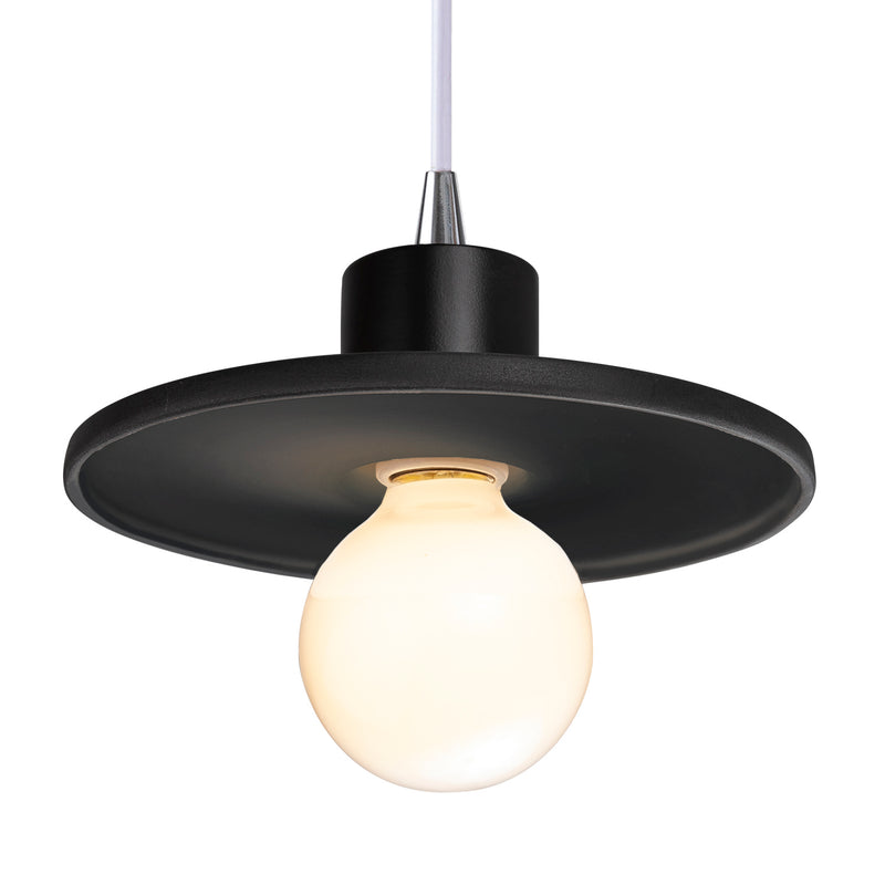 Justice Designs CER-6325-CRB-CROM-WTCD One Light Pendant, Carbon - Matte Black