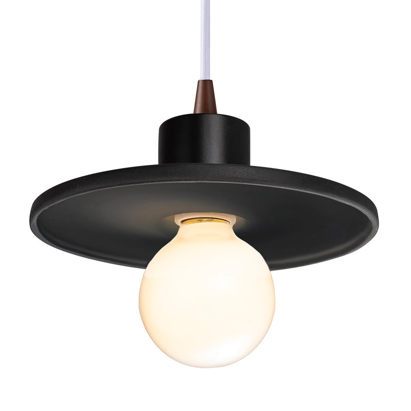 Justice Designs CER-6325-CRB-DBRZ-WTCD One Light Pendant, Carbon - Matte Black