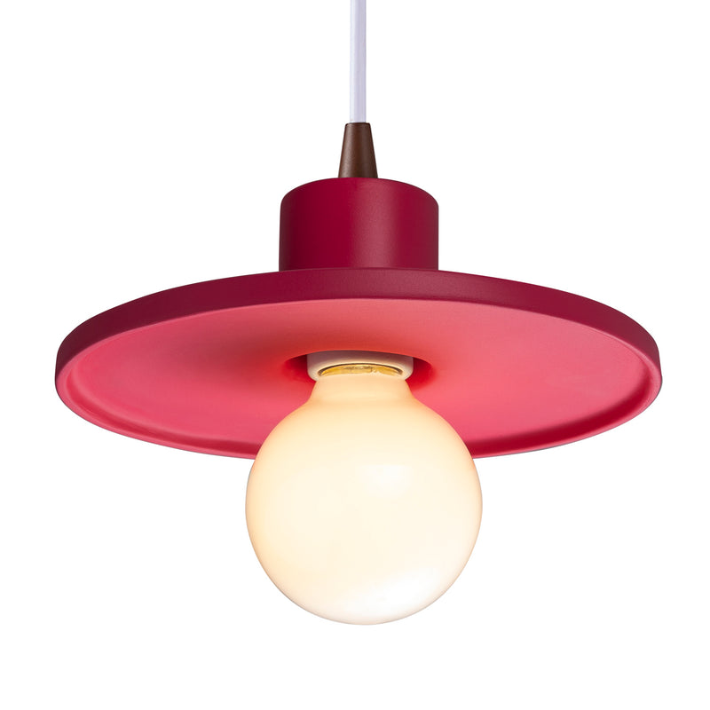 Justice Designs CER-6325-CRSE-DBRZ-WTCD One Light Pendant, Cerise