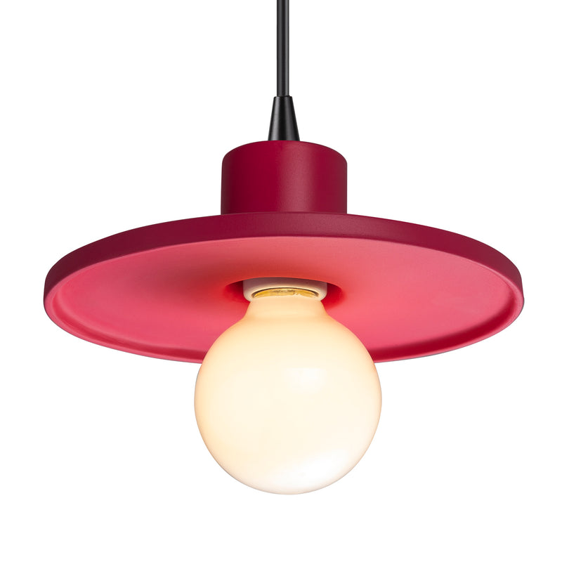 Justice Designs CER-6325-CRSE-MBLK-BKCD One Light Pendant, Cerise