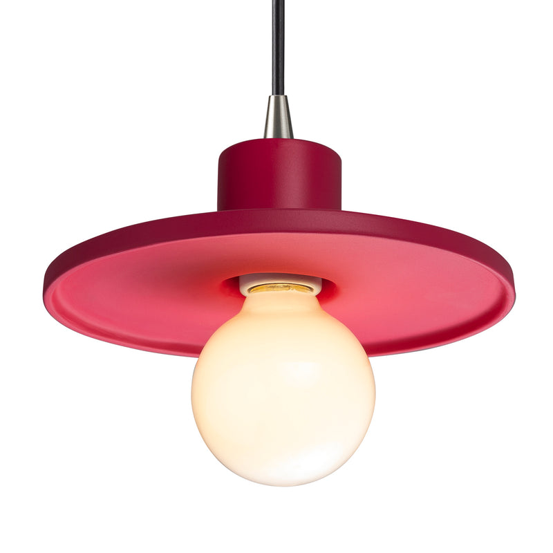 Justice Designs CER-6325-CRSE-NCKL-BKCD One Light Pendant, Cerise