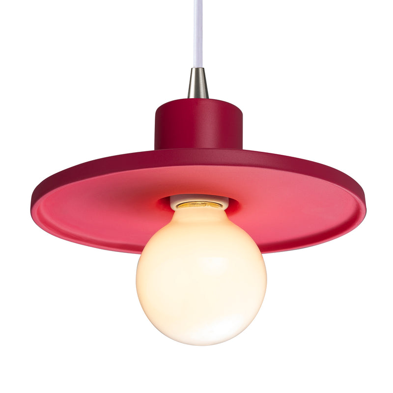 Justice Designs CER-6325-CRSE-NCKL-WTCD One Light Pendant, Cerise