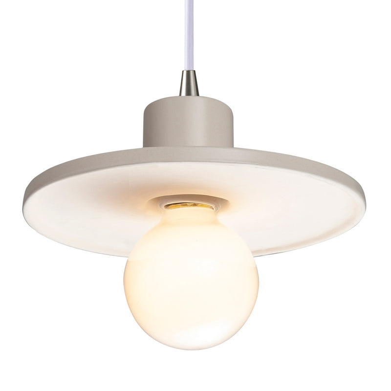 Justice Designs CER-6325-MAT-NCKL-WTCD One Light Pendant, Matte White
