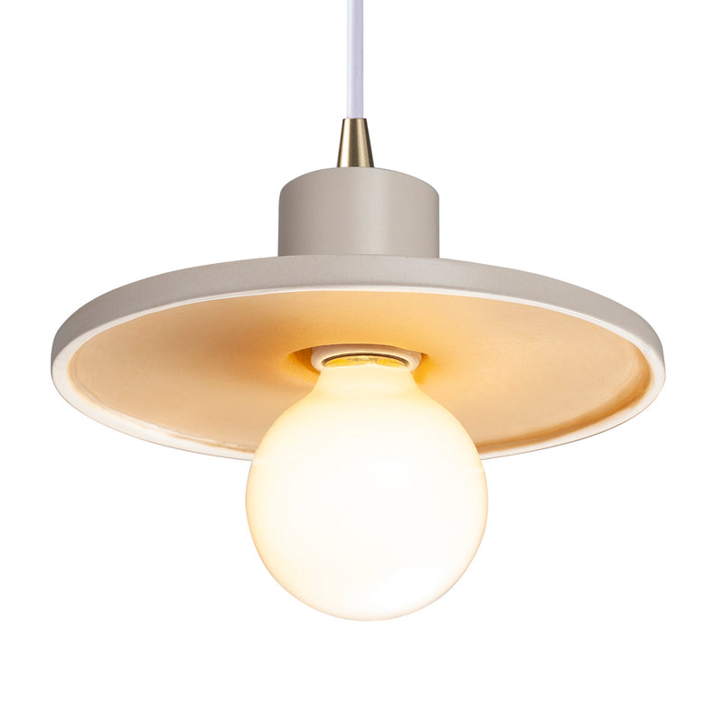 Justice Designs CER-6325-MTGD-ABRS-WTCD One Light Pendant, Matte White with Champagne Gold
