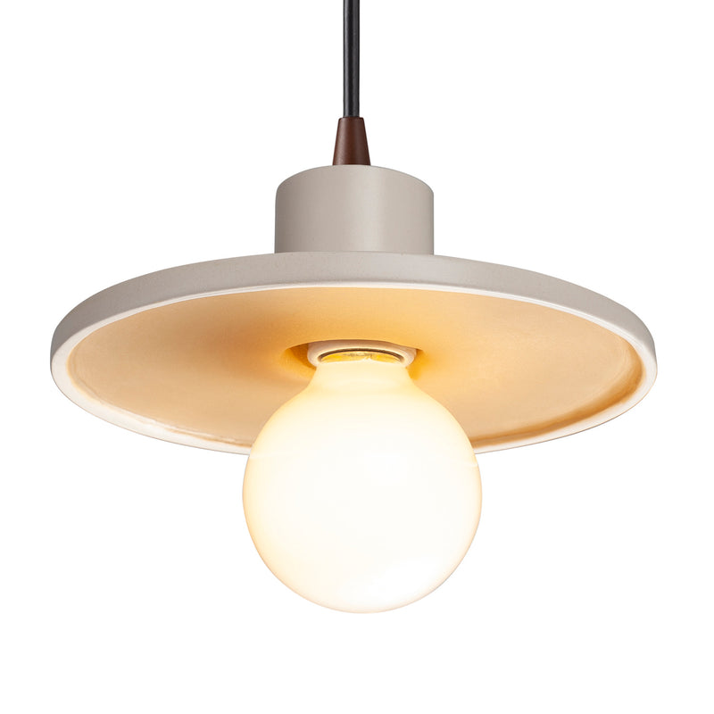 Justice Designs CER-6325-MTGD-DBRZ-BKCD One Light Pendant, Matte White with Champagne Gold