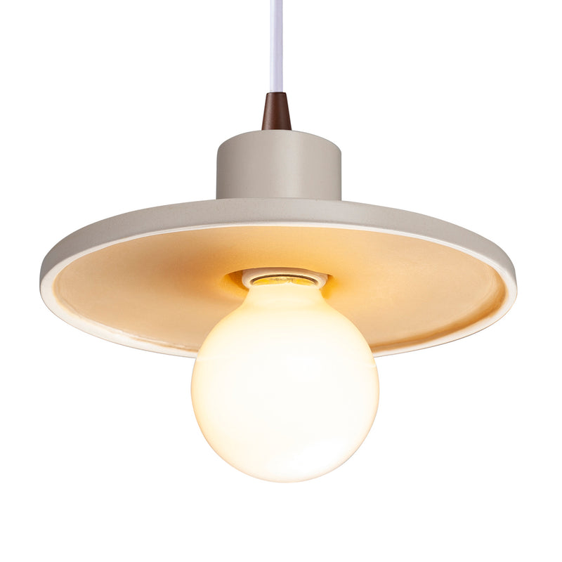 Justice Designs CER-6325-MTGD-DBRZ-WTCD One Light Pendant, Matte White with Champagne Gold