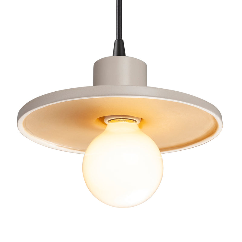 Justice Designs CER-6325-MTGD-MBLK-BKCD One Light Pendant, Matte White with Champagne Gold