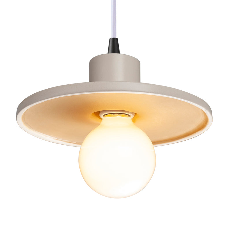 Justice Designs CER-6325-MTGD-MBLK-WTCD One Light Pendant, Matte White with Champagne Gold