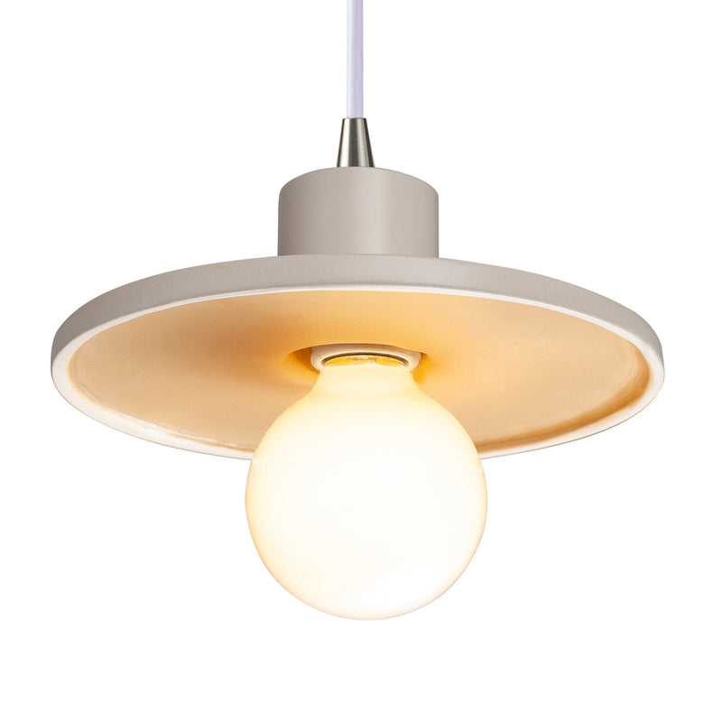 Justice Designs CER-6325-MTGD-NCKL-WTCD One Light Pendant, Matte White with Champagne Gold