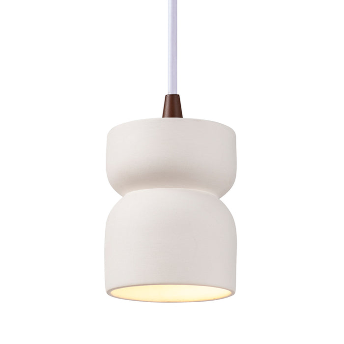 Justice Designs CER-6500-BIS-DBRZ-WTCD One Light Pendant, Bisque