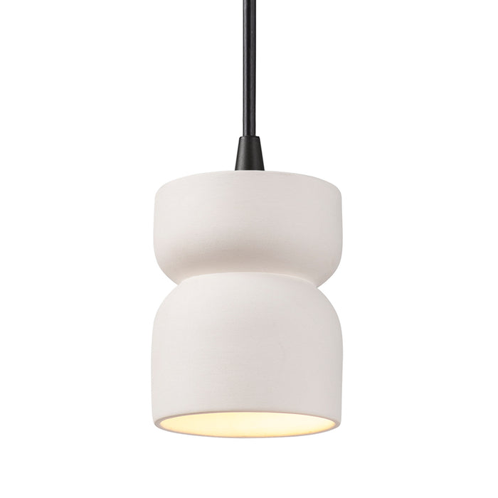 Justice Designs CER-6500-BIS-MBLK-BKCD One Light Pendant, Bisque