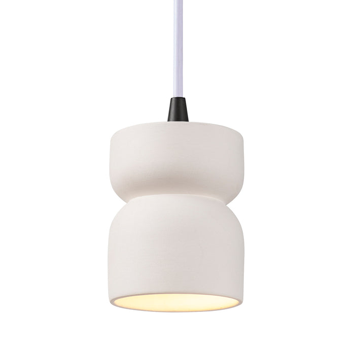 Justice Designs CER-6500-BIS-MBLK-WTCD One Light Pendant, Bisque