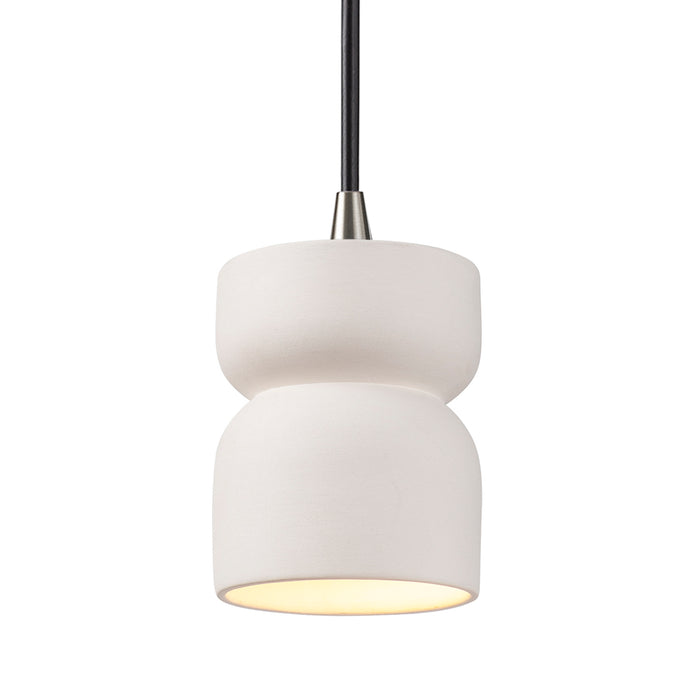 Justice Designs CER-6500-BIS-NCKL-BKCD One Light Pendant, Bisque