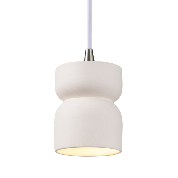 Justice Designs CER-6500-BIS-NCKL-WTCD One Light Pendant, Bisque