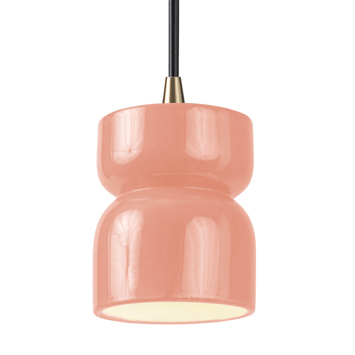 Justice Designs CER-6500-BSH-ABRS-BKCD One Light Pendant, Gloss Blush