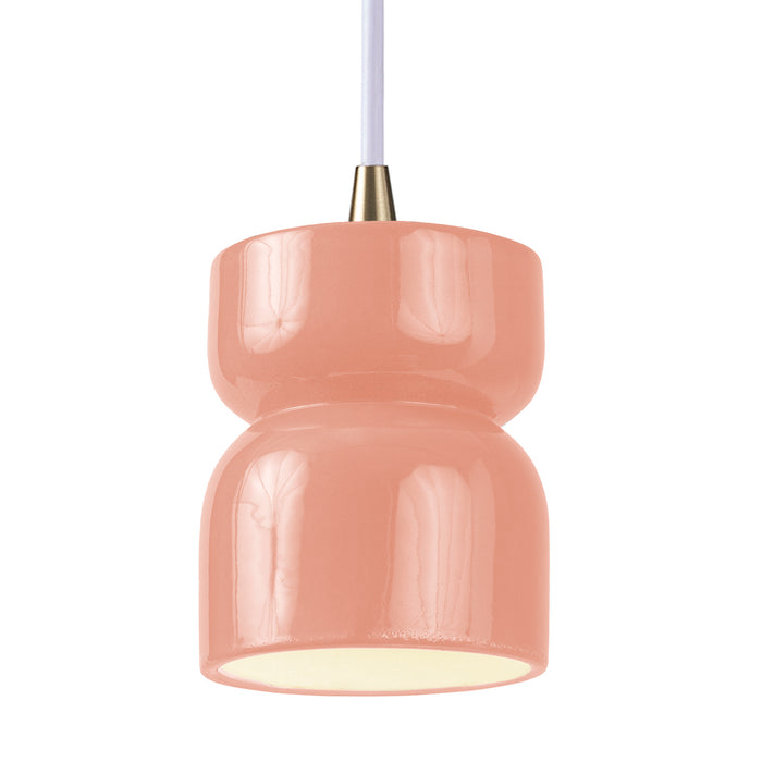 Justice Designs CER-6500-BSH-ABRS-WTCD One Light Pendant, Gloss Blush
