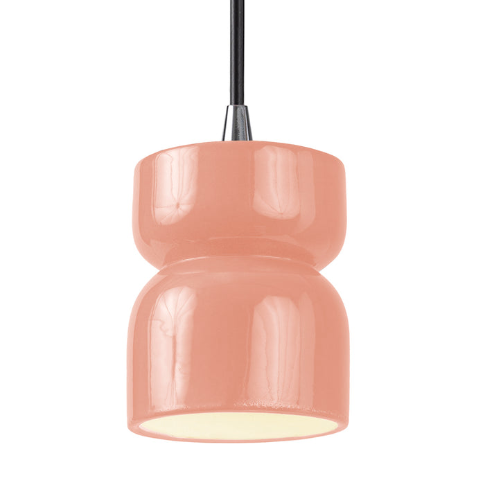 Justice Designs CER-6500-BSH-CROM-BKCD One Light Pendant, Gloss Blush