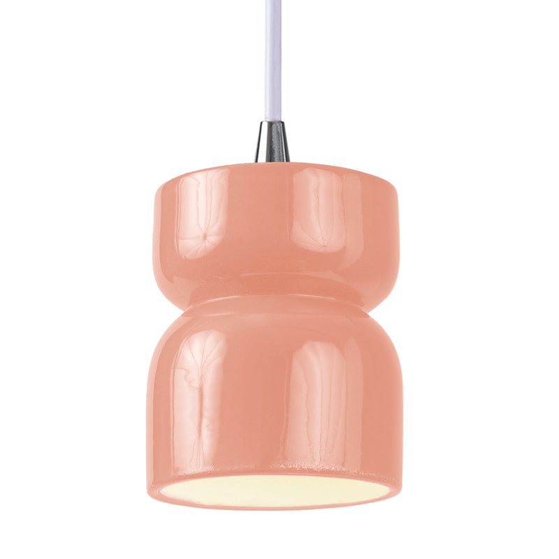 Justice Designs CER-6500-BSH-CROM-WTCD One Light Pendant, Gloss Blush