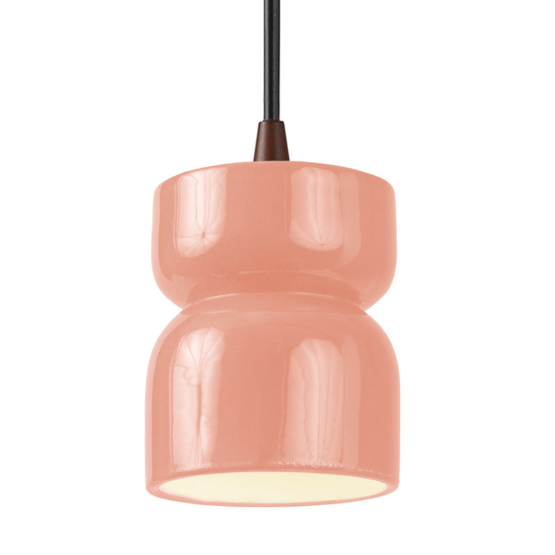 Justice Designs CER-6500-BSH-DBRZ-BKCD One Light Pendant, Gloss Blush