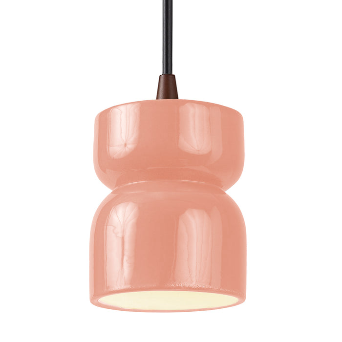 Justice Designs CER-6500-BSH-DBRZ-BKCD One Light Pendant, Gloss Blush