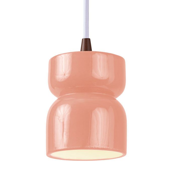 Justice Designs CER-6500-BSH-DBRZ-WTCD One Light Pendant, Gloss Blush