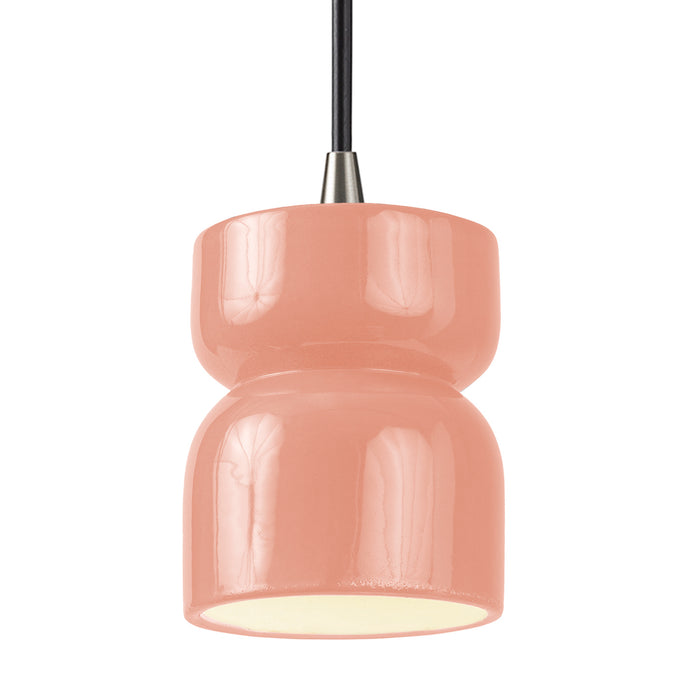 Justice Designs CER-6500-BSH-NCKL-BKCD One Light Pendant, Gloss Blush