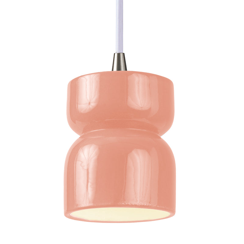 Justice Designs CER-6500-BSH-NCKL-WTCD One Light Pendant, Gloss Blush
