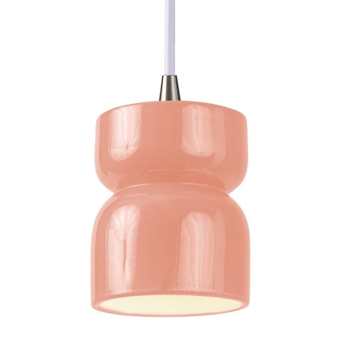 Justice Designs CER-6500-BSH-NCKL-WTCD One Light Pendant, Gloss Blush